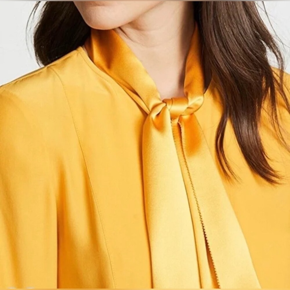 Tory Burch Golden Crest Sophia Silk Dress‎ Long Sleeve Sz 14 Minimalist Feminine - Picture 6 of 10